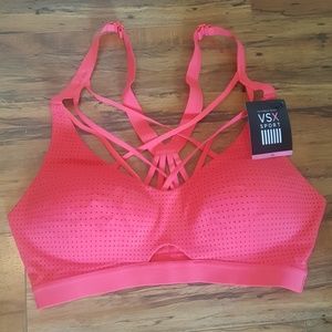 NEW Coral Red Strappy Victoria Secret Sports Bra